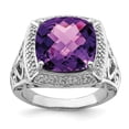 thumbnail image 1 of Sterling Silver Rhodium-plated Amethyst and Diamond Ring, 1 of 6