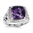 thumbnail image 1 of Sterling Silver Rhodium-plated Amethyst and Diamond Ring, 1 of 1