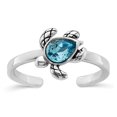 thumbnail image 1 of Sterling Silver Rhodium-plated Antiqued Adjustable Turtle Crystal Inlay Ring, 1 of 6
