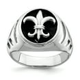 thumbnail image 1 of Sterling Silver Rhodium-plated & Antiqued Plated Fleur de lis Ring Q-QR6828-10, 1 of 5