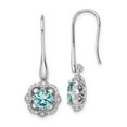 thumbnail image 1 of Finest Gold Sterling Silver Rhodium Plated Aqua & White CZ Dangle Earrings, 1 of 3