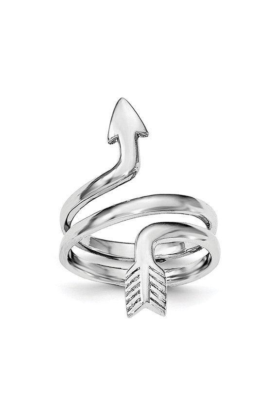 Sterling Silver Rhodium-plated Arrow Wrap Ring