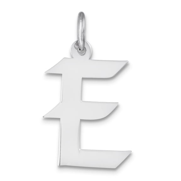 Sterling Silver Rhodium-plated Artisan Block Letter E Initial Charm QC5089E
