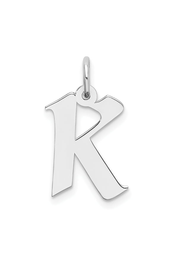 Sterling Silver Rhodium-plated Artisan Block Letter K Initial Charm QC5089K