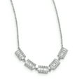 thumbnail image 1 of Sterling Silver Rhodium-plated Baguette Cubic Zirconia Bars with 1in Extender Necklace Size 16, 1 of 1