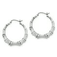 thumbnail image 1 of Sterling Silver Rhodium-plated Bamboo Round Hoop Earrings, 1 of 5