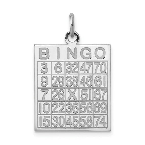 925 Sterling Silver Solid Polished Bingo Card Pendant Necklace 27x18mm Wide Pendant for Women