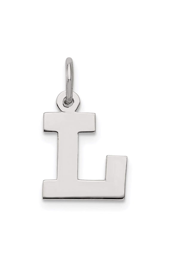 925 Sterling Silver Solid Polished Small Block Intial L Charm 16x10mm Wide Pendant Necklace for Women
