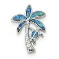 thumbnail image 1 of G & W Sterling Silver Rhodium-plated Blue Inlay Created Opal Palm Tree Slide, 1 of 4
