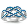 thumbnail image 1 of Sterling Silver Rhodium-plated Blue Inlay Simulated Opal Knot Ring - Size 7 - Measures 2.7mm Wide , 1 of 3