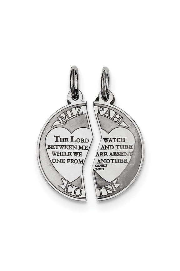Sterling Silver Rhodium-plated Breakapart Mizpah Charm QC2241