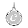 thumbnail image 1 of 925 Sterling Silver Solid Polished back Brocaded Letter Name Personalized Monogram Initial C Charm 22x16mm Wide Pendant, 1 of 2