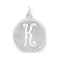 thumbnail image 1 of 925 Sterling Silver Solid Polished back Brocaded Letter Name Personalized Monogram Initial K Charm 27x20mm Wide Pendant, 1 of 4