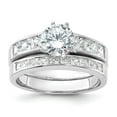 thumbnail image 1 of Sterling Silver Rhodium-plated CZ 2 Piece Wedding Ring Set, 1 of 7