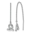 thumbnail image 1 of Sterling Silver Rhodium-plated CZ Awareness Ribbon Dangle Threader Earrings, 1 of 3