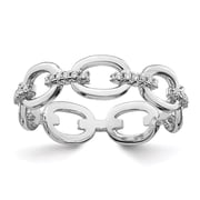 Sterling Silver Rhodium-plated CZ Bars & Oval Links Band QR6980
