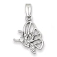 thumbnail image 1 of Finest Gold Sterling Silver Rhodium-Plated CZ Butterfly Pendant, 1 of 3