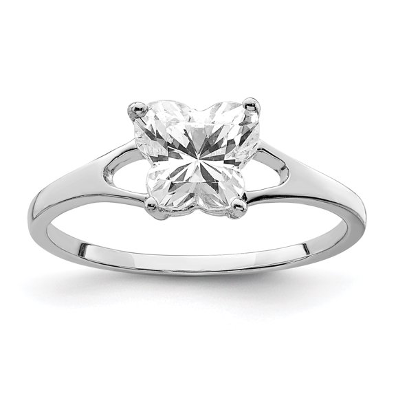 Sterling Silver Rhodium-plated CZ Butterfly Ring QR6958