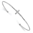 thumbnail image 1 of Sterling Silver Rhodium-plated CZ Cross Cuff Bangle QB1185, 1 of 3