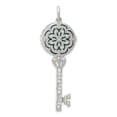 thumbnail image 1 of Sterling Silver Rhodium-plated CZ Filigree Enameled Top Key Locket Pendant, 1 of 1