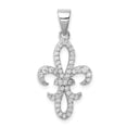 thumbnail image 1 of Sterling Silver Rhodium-plated CZ Fleur de Lis Pendant, 1 of 3