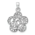 thumbnail image 1 of Sterling Silver Rhodium-plated CZ Flower Pendant, 1 of 3