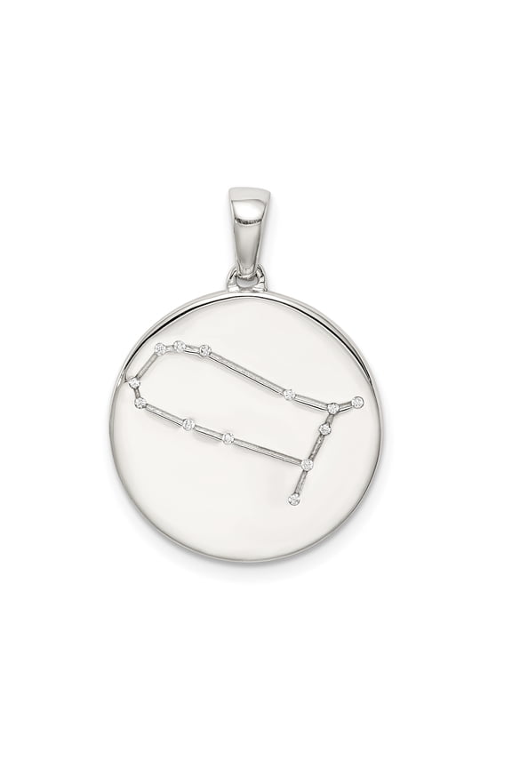 Sterling Silver Rhodium-plated & CZ Gemini Zodiac Pendant QC9732