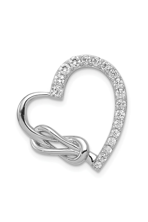Sterling Silver Rhodium-plated CZ Heart Chain Slide QP4451