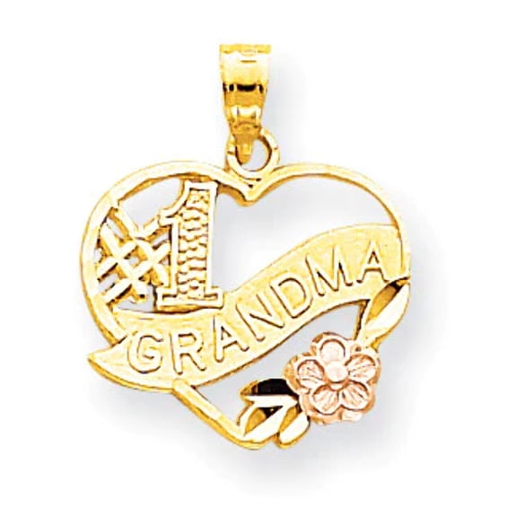10k Two-Tone Gold #1 Grandma Heart Pendant