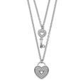 thumbnail image 1 of Sterling Silver Rhodium-plated CZ Heart Lock and Key with 2in Extender Pendant Necklace, 1 of 5