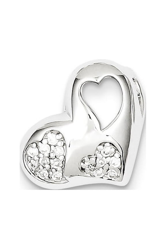 Sterling Silver Rhodium-plated CZ Heart Slide QC7455