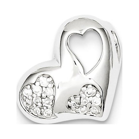 Sterling Silver Rhodium-plated CZ Heart Slide QC7455