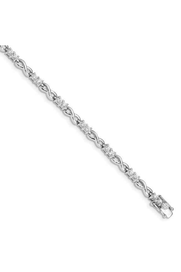 Sterling Silver Rhodium-plated CZ Bracelet