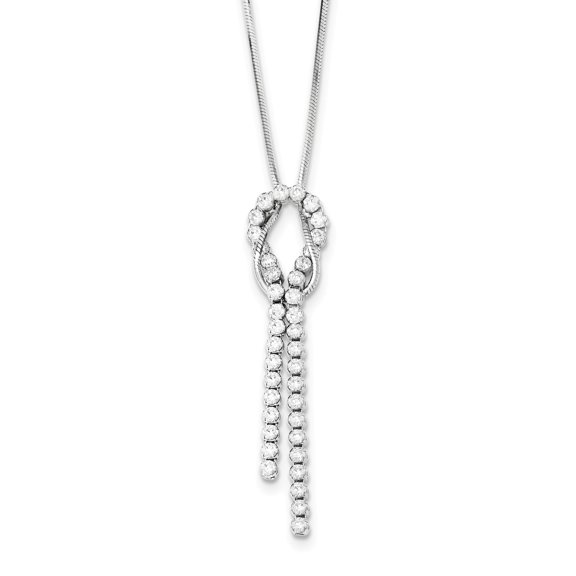 Sterling Silver Rhodium-plated CZ Knotted Snake Chain Necklace QG3898