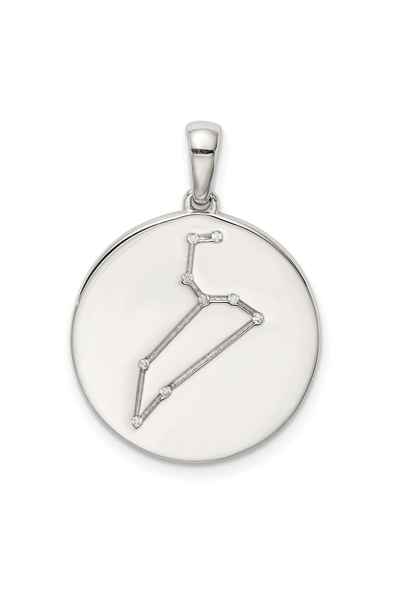 Sterling Silver Rhodium-plated & CZ Leo Zodiac Pendant QC9734