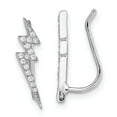 thumbnail image 1 of Sterling Silver Rhodium-plated CZ Lightning Bolt Ear Climber Earrings, 1 of 1