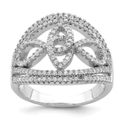 Sterling Silver Rhodium-plated CZ Micro Pave Fancy Ring QR6918