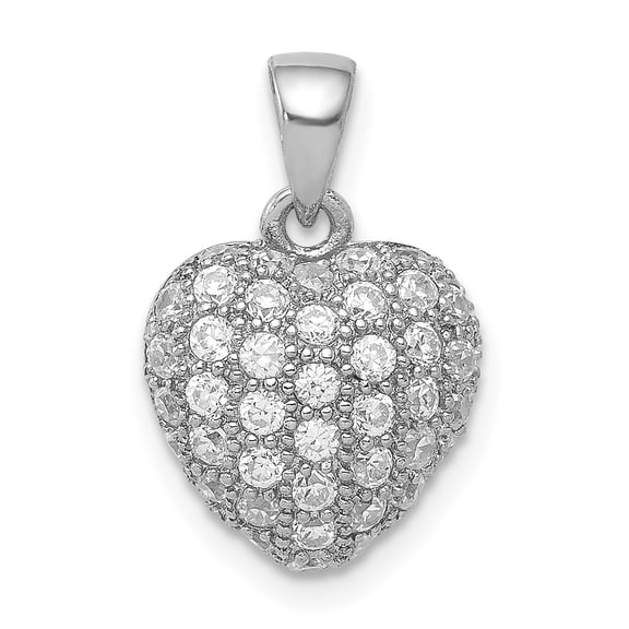 Sterling Silver Rhodium-plated CZ Micro pav Heart Pendant Q-QP4446