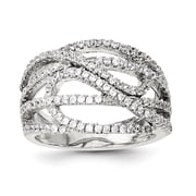 Sterling Silver Rhodium-plated CZ Micro pav  Ring QR6258