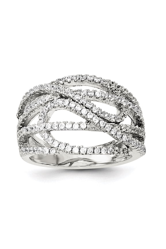 Sterling Silver Rhodium-plated CZ Micro pav� Ring QR6258