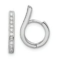 thumbnail image 1 of Sterling Silver Rhodium-plated CZ Oval Hinged Hoop Earrings, 1 of 2