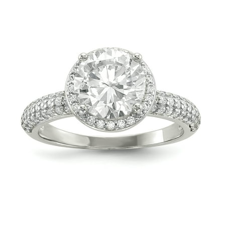 Sterling Silver Rhodium-plated CZ Pav? Ring QR6633