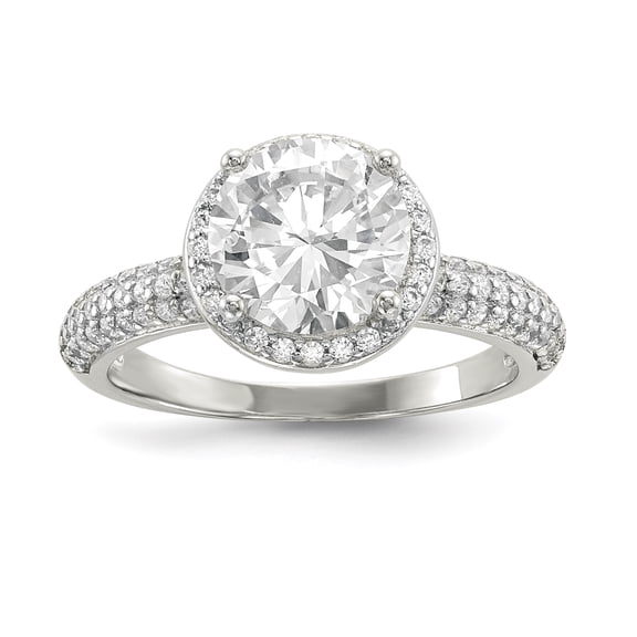 Sterling Silver Rhodium-plated CZ Pav� Ring QR6633