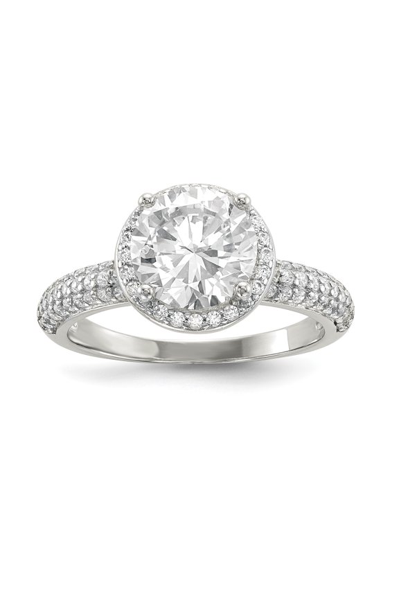 Sterling Silver Rhodium-plated CZ Pav� Ring QR6633