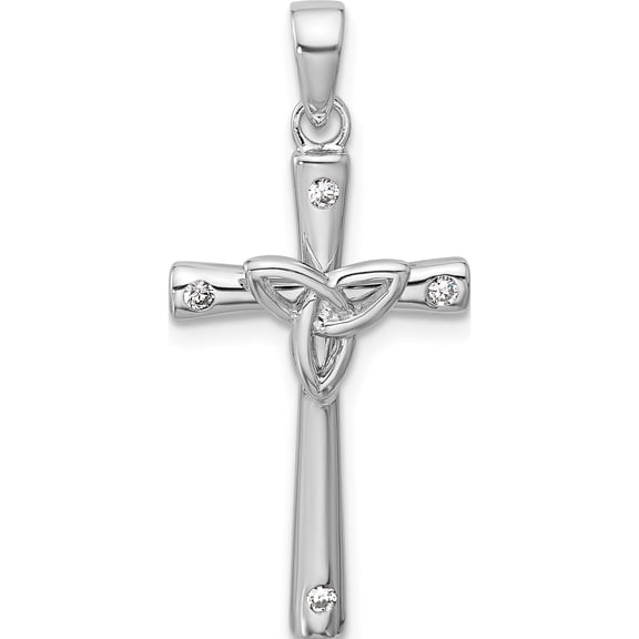 Sterling Silver Rhodium-plated CZ Polished Celtic Trinity Cross Pendant Material Primary Purity Handcrafted Unique Refined Celebrate milestones with style and brilliance