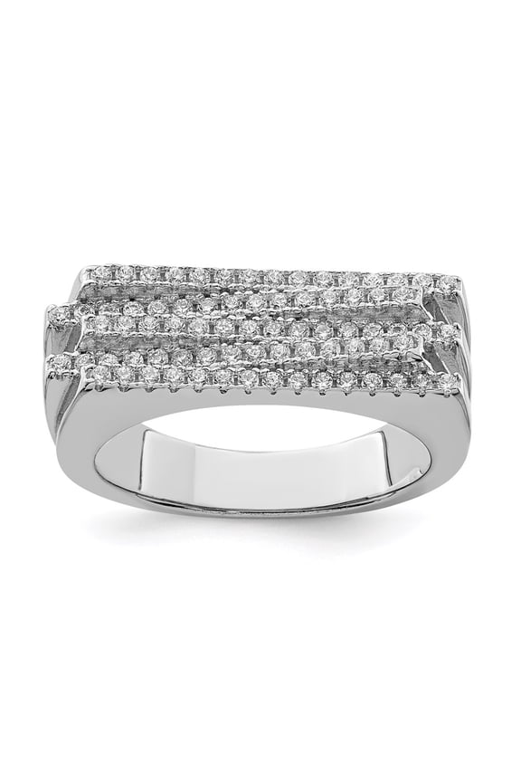 Brilliant Embers Pure Fire Sterling Silver Rhod-plated CZ Ring