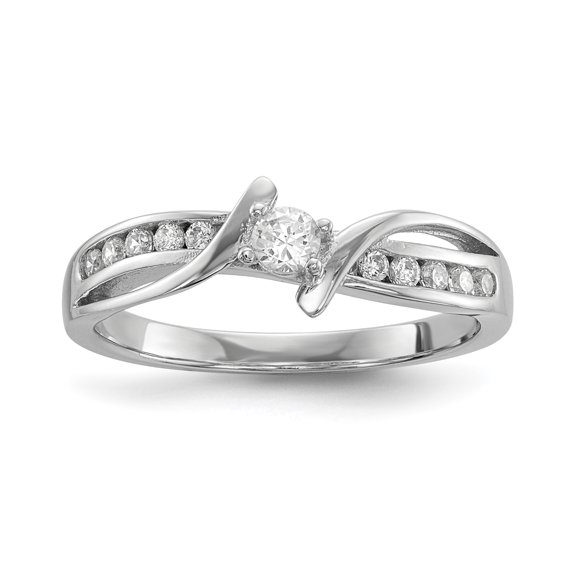 Sterling Silver Rhodium-plated CZ Ring QR6635