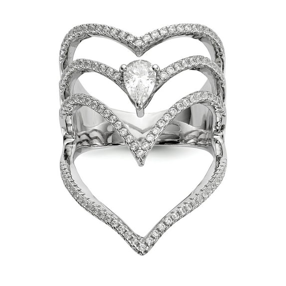 Sterling Silver Rhodium-plated CZ Ring - Size 6