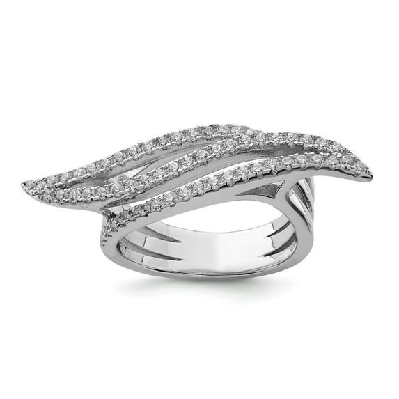Sterling Silver Rhodium-plated CZ Ring - Size 7