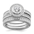 thumbnail image 1 of Sterling Silver Rhodium-plated CZ Round Cut 3 Piece Set Ring QR6931, 1 of 4